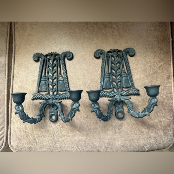 Vintage Taper Candle Holders Cast Iron - Picture 1 of 8